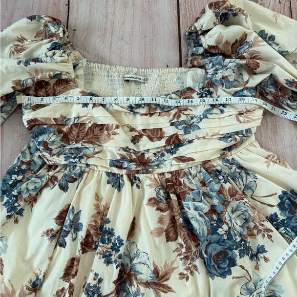 Abercrombie Fitch Emerson Poplin Puff Sleeve Mini Dress Cream Floral Size XL - Picture 7 of 8